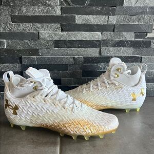 Under Armour White and Gold Football Cleats